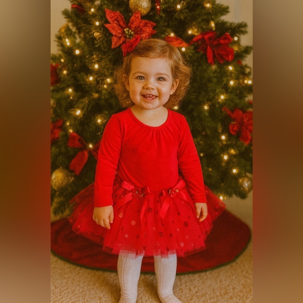 Bonnie Jean Bonnie Baby Red Velour Tutu Sparkle Holiday Dress 18 months